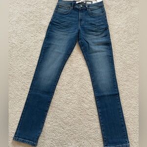 Blue Skinny Jeans with Faded Whiskering